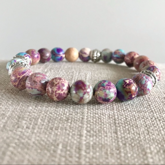 Jasper Gemstone Stretch Chakra Bracelet - Picture 2 of 6